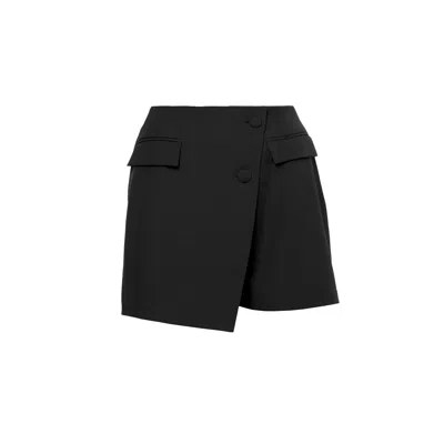 Bluzat Women's Black Asymmetrical Skort With Pockets