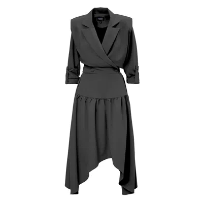 Bluzat Women's Black Blazer Midi Dress