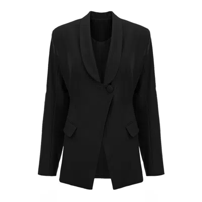 Bluzat Women's Black Blazer With V-neck