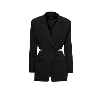 Bluzat Women's Black Blazer With Waistline Cut-out