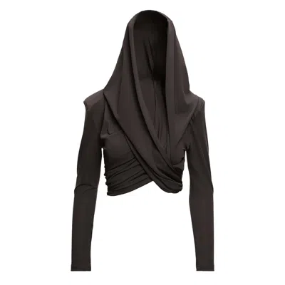 Bluzat Women's Black Blouse With  Hood