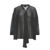 Bluzat Women's Black Blouse With Inserts And Scarves In Black