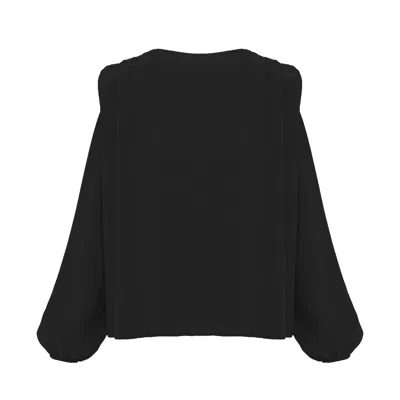 Bluzat Women's Black Blouse With Padded Shoulders
