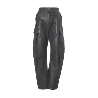 Bluzat Women's Black Denim Cargo Trousers With Pockets