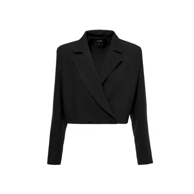Bluzat Women's Black Double Breasted Cropped Blazer