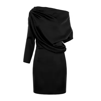 Bluzat Women's Black Elegance Off-shoulder Mini Dress