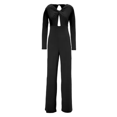 Bluzat Women's Black Knotted Jumpsuit With Cut-outs