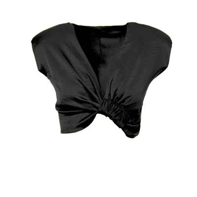 Bluzat Women's Black Knotted Top
