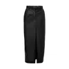 Bluzat Women's Black Leather Straight-cut Skirt With Slit In Black