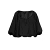 Bluzat Women's Black Linen Flowy Blouse In Black