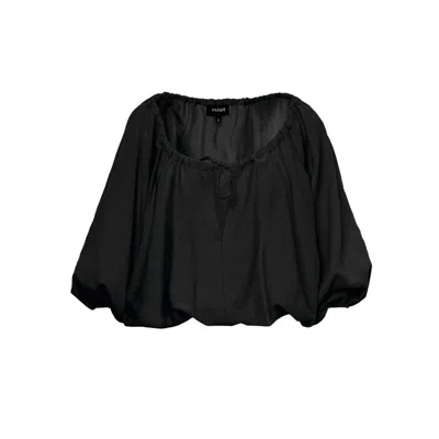 Bluzat Women's Black Linen Flowy Blouse