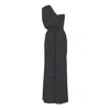 Bluzat Women's Black Maxi Jumpsuit With Belt In Black