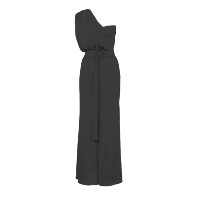 Bluzat Women's Black Maxi Jumpsuit With Belt