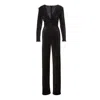 Bluzat Women's Black Maxi Jumpsuit With Gold Details In Black