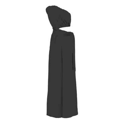 Bluzat Women's Black Maxi Jumpsuit With Scarves
