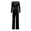 Bluzat Women's Black Maxi Jumpsuit With Structured Shoulders And Belt In Black