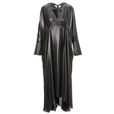 Bluzat Women's Black Metallic Maxi Dress