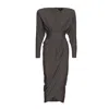 Bluzat Women's Black Midi Dress With Corset And V-neck In Black