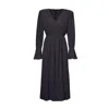 Bluzat Women's Black Midi Dress With Pleats And Proeminent Shoulders In Black
