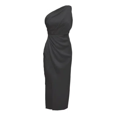 Bluzat Women's Black Midi Dress With Slit