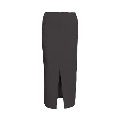 Bluzat Women's Black Midi Skirt With Front Slit