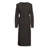 Bluzat Women's Black Midi Trench Dress In Black