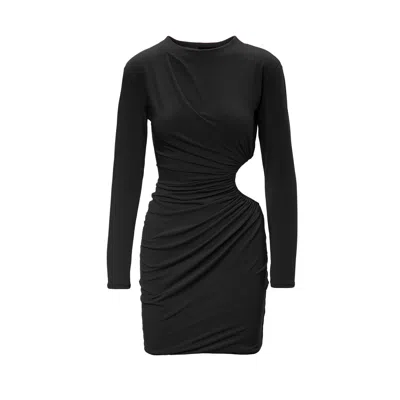Bluzat Women's Black Mini Dress With Asymmetrical Cut Out