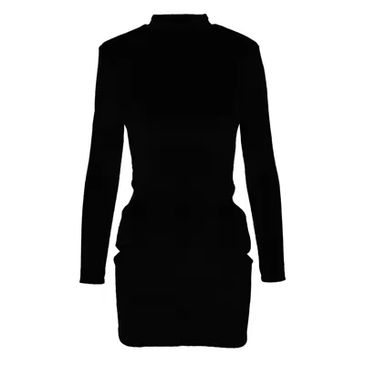 Bluzat Women's Black Mini Dress With Cut-out Effect