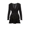 Bluzat Women's Black Mini Dress With Gold Details And Ruffles In Black