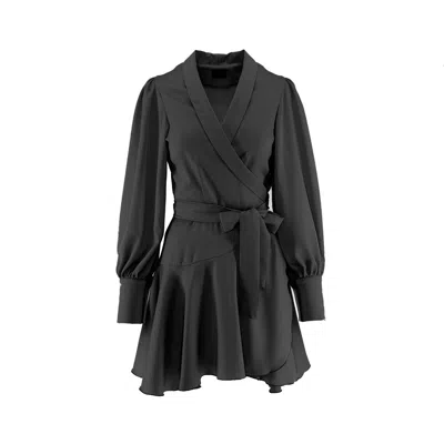 Bluzat Women's Black Mini Dress With Lapels