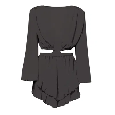 Bluzat Women's Black Mini Jumpsuit With Cut-out