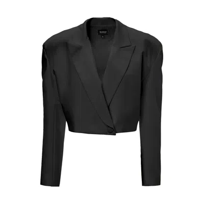 Bluzat Women's Black Oversized Cropped Blazer