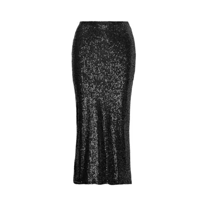 Bluzat Women's Black Sequin Midi Skirt