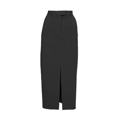 Bluzat Women's Black Straight-cut Skirt With Slits