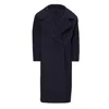 Bluzat Women's Black Structured Wool Coat With Oversized Lapels In Black