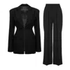Bluzat Women's Black Suit With Balloon Blazer And Wide Leg Trousers In Black