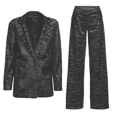 Bluzat Women's Black Suit With Regular Blazer And Straight Trousers
