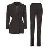 Bluzat Women's Black Suit With Tailored Hourglass Blazer And Slim Fit Trousers In Black