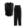 Bluzat Women's Black Suit With Vest And Cropped Trousers In Black