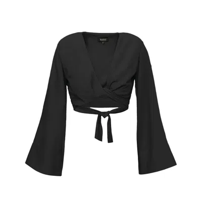 Bluzat Women's Black Top With Flared Sleeves