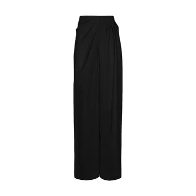 Bluzat Women's Black Trousers With Side Draping