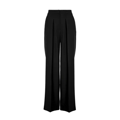 Bluzat Women's Black Ultra Wide Leg Trousers With Pleats