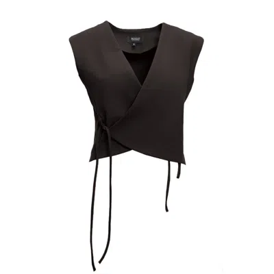 Bluzat Women's Black Vest With Laces