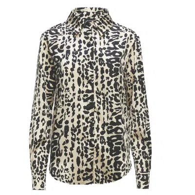 Bluzat Women's Black / White Animal Print Shirt In Black/white