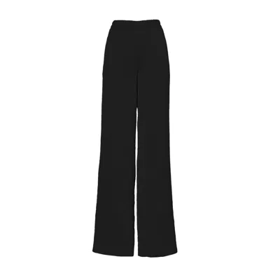 Bluzat Women's Black Wide Leg Trousers With Elasticated Waistband