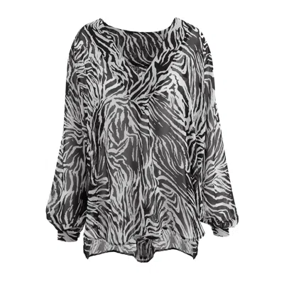 Bluzat Women's Black Zebra Print Blouse