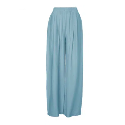 Bluzat Women's Blue Bleu Linen Wide Leg Trousers