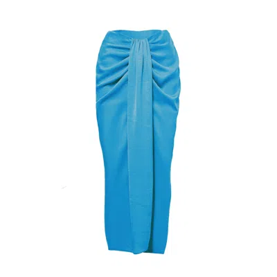 Bluzat Women's Blue Bleu Midi Skirt