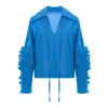 Bluzat Women's Blue Denim Blouse With Ruffles In Blue