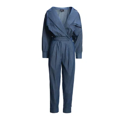 Bluzat Women's Blue Denim Maxi Jumpsuit